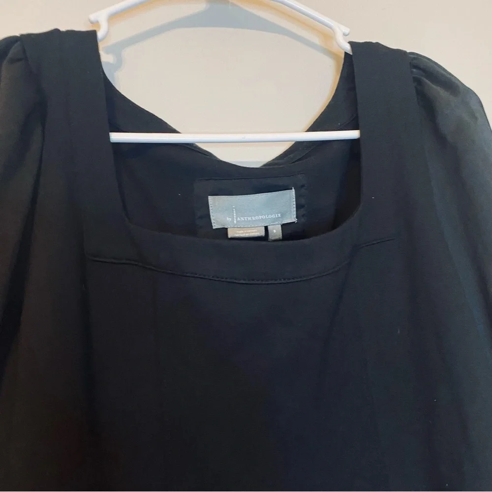 Anthropologie Elegant Black Puff Sleeve Blouse - Picture 6 of 9